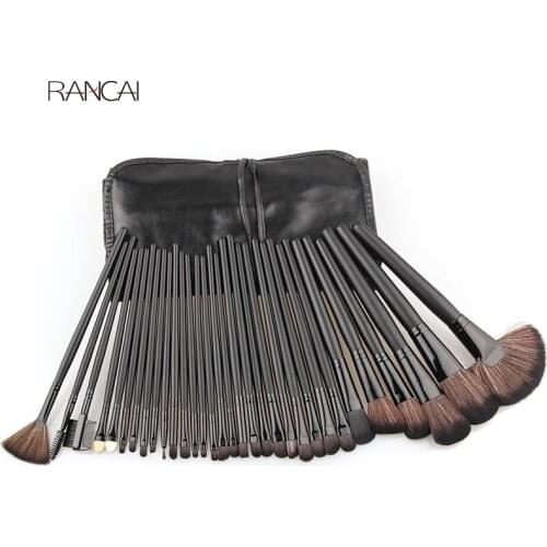 Professional 32pcs Black Makeup Brushes Set Powder Blusher Contour Cosmetic Beauty Tools pincel maquiagem Kit with Leather case