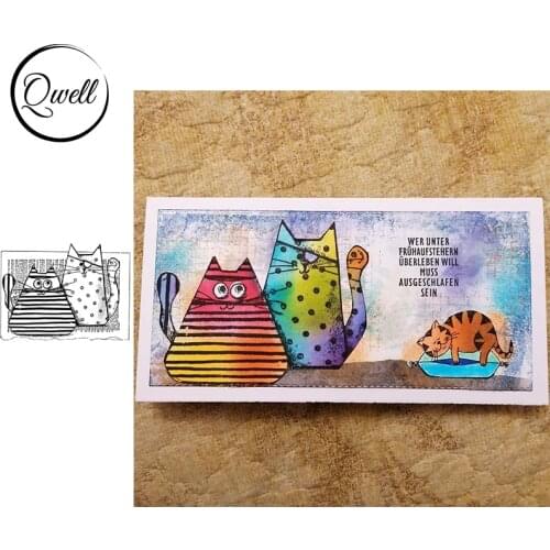 QWELL Clear Silicone Stamps Burglar Cats Secret Words DIY Scrapbooking Craft Cards Album Making Template 2021 New Arrival