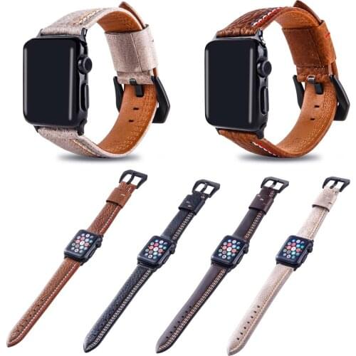 Vintage Soft Calf Band for Apple Watch Series 4 3 2 1 Genuine Leather Strap for iWatch 44mm 42mm 40mm 38mm Classic Wristband