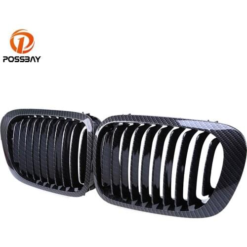 POSSBAY Car Grille Grilles for BMW 3-Series E46 Coupe 318Ci/320Ci/323Ci 1999-2003 Pre-facelift Imitation Carbon Fiber Hood Grill