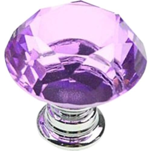 30mm Crystal Glass Diamond Plated Door Knobs Handles Cabinet Drawer knobs + Screw Door Wardrobe Hardware Clear/Black/Pink/Purple