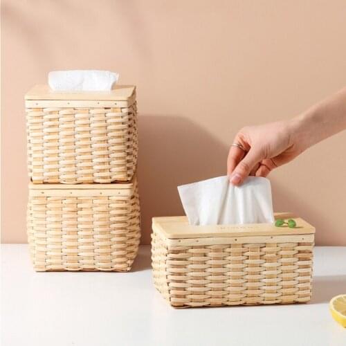 Салфетница Japanese rattan woven Tissue Boxes Household Sitting Room Tea Table Creative Paper Towel Box Napkin Storage Case