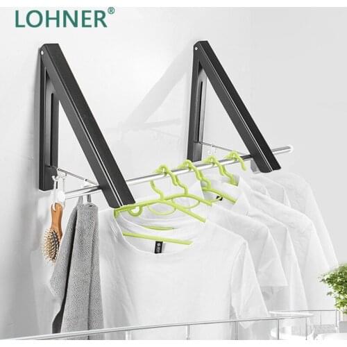 Lohner Folding Clothing Rod Outdoor Clothes Hanger Hidden Laundry Rack Retractable Handdoek Haakjes Bathroom Shelves Organizer