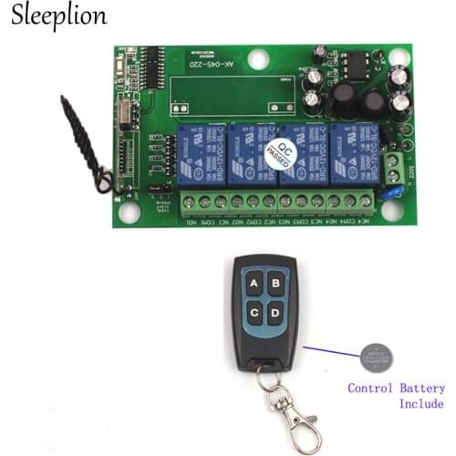 Sleeplion 85V~250V 220V 240V 4CH RF Wireless Remote Control Relay Switch Receiver Security System Garage Doors Smart Switch