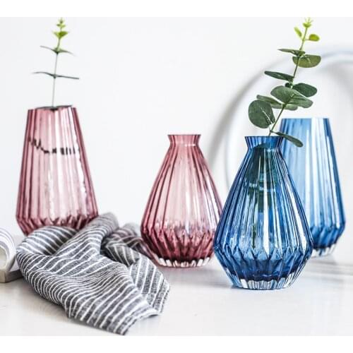 Creative Origami glass vase blue glass terrarium flower vases wedding vases for table decorations home decoration accessories