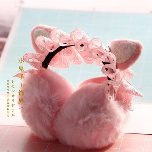 Warm Handmade Earbag Earmuffs KC Plush Ears Warm Winter Soft Girl Cat Earmuffs Korean Style Cute Earmuffs Earmuffs Headwear