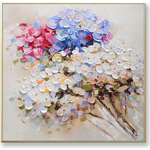 Thick oil color flowers wall paintings for home decor Pure handmade oil painting on canvas art posters for living room bedroom