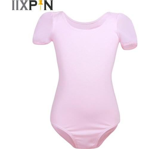 IIXPIN Ballet Leotards Bodysuits For Girls Short Sleeves Cutout Back Ballet Dance Gymnastics Leotard Kids Ballet Dance Costumes