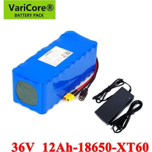 VariCore 36V 12Ah 18650 Li ion Battery pack Balance car Motorcycle Electric Car Bicycle Scooter with BMS+ 42v 2A Charger
