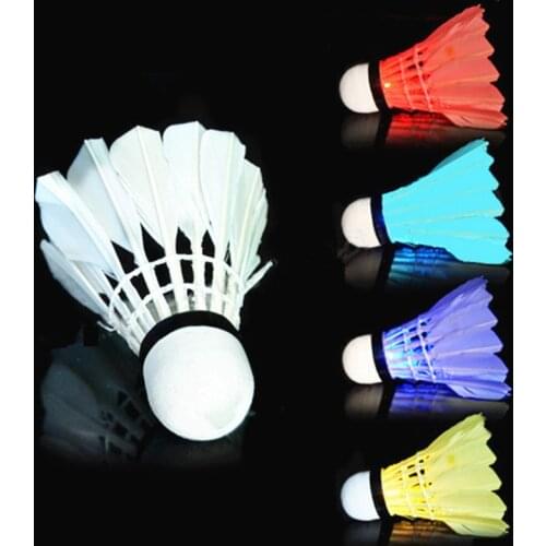 1 PCS Luminous Shuttlecock LED Dark Night Glow Goose Feather Training Badminton Ball For Indoor Outdoor Sports Activities