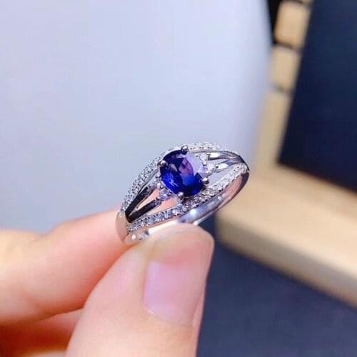 High Quality 925 Sterling Silver Sapphire Gemstone Wedding Engagement Rings for Women Fine Jewelry Gift Wholesale