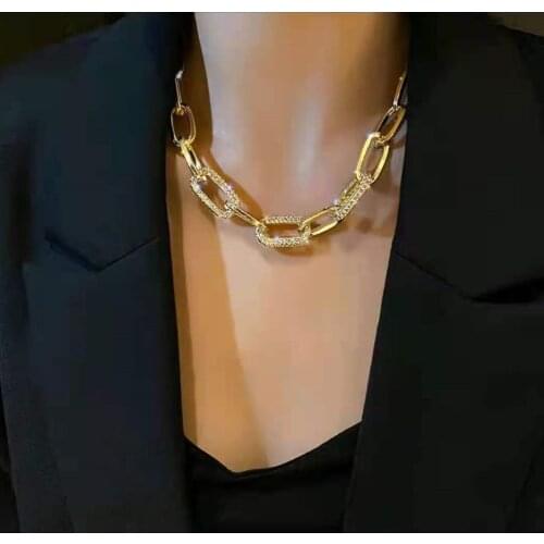 European and American high-grade thick necklace clavicle necklace rhinestone necklace