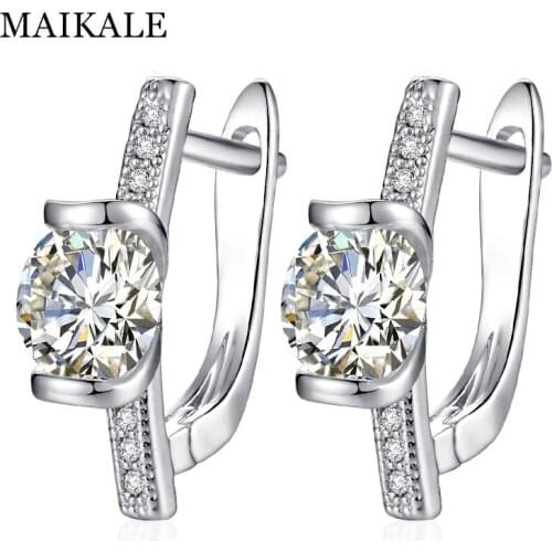MAIKALE New Copper Cubic Zircon Stone Drop Earrings Natural for Women 585 Rose White Gold Stud Earring 2021 Trend Wholesale