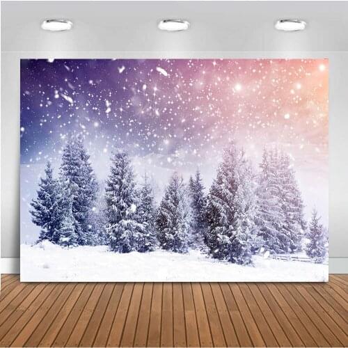 Winter background for photography snow forest backdrop for photo studio vinyl 7x5ft backgrounds gliiter sky new year snowflake