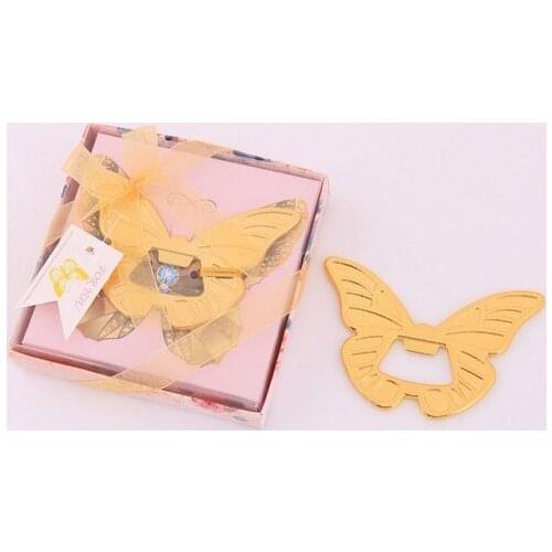 10 Pieces/lot) Practical Wedding and Party Favors of Gold Beer Butterfly Bottle Opener Favors for Bridal showers and Gold Gifts