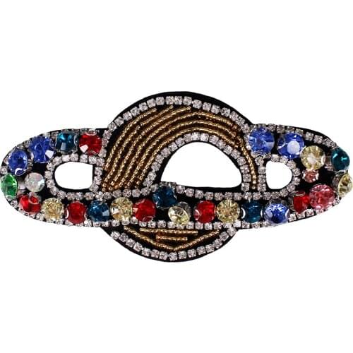 10piece Beaded Rhinestones Strass Spacecraft Patches Applique Badge Sew on Clothes Decorated Bordados Ropa Sewing Supplies TH702