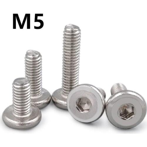 100PCS M5x4/6/8/10/12/16/20/25/30/35/40mm 304 stainless steel Hypotenuse Flat Head Hex Drive Screw Down Side Furniture Screws