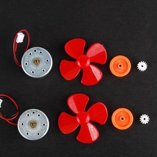 2pcs Long shaft 300 micromotor 3-6V miniature generator micro wind motor+Fan/Gear/wheel