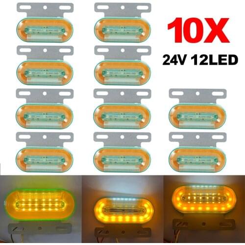 4/10pcs 24V 12LEDs Side Marker Indicator Light Turn Signal Lamp For Pickup Truck Trailer Tail Lights Warning Safety Brake Light
