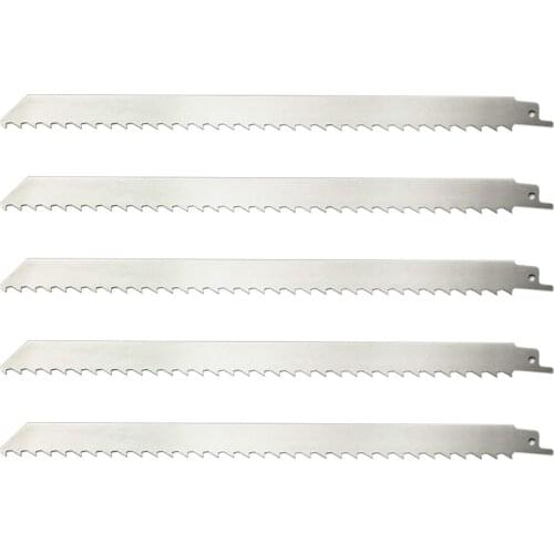 5 Pack 12-Inch Stainless Steel Reciprocating Saw Blades for Food Cutting 3TP Big Teeth Unpainted Meat Saw Blades