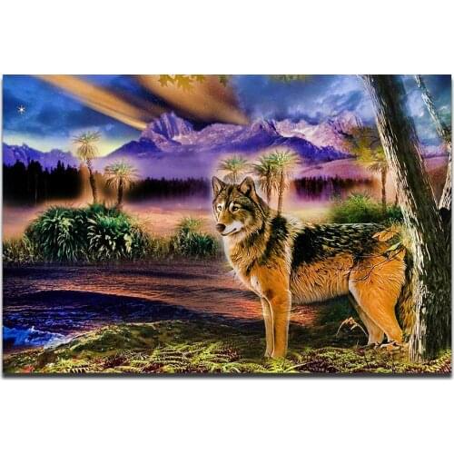 Diamond EmbroideryAnimal snow mountain landscape wolf 5D Diamond Painting Cross Stitch Kits Mosaic Set New Arriva Mosaic decor