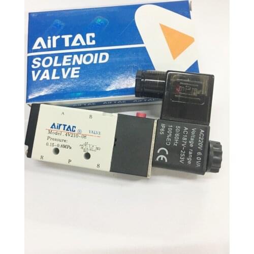 Free shipping 5 Way 2 Position Airtac Electric Solenoid Valve 4V210-08 DC 24V DC12V AC110V AC220V 1/4" Port Size