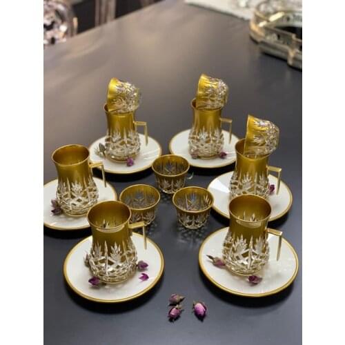 Drop Focus Tea Coffee Set 18 Pieces Pineapple special Gold