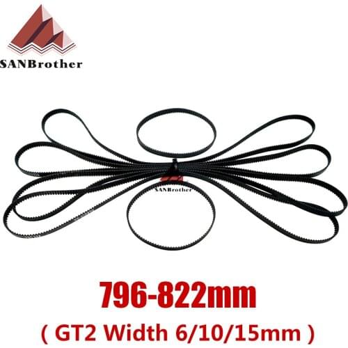 3D Printer Parts GT2 Closed Loop Timing Belt Rubber 2GT 6mm796 798 800 802 804 806 808 810 812 814 816 818 820 822mm Synchronous