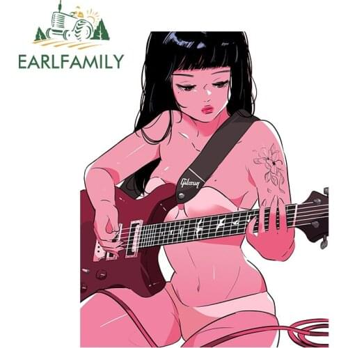 EARLFAMILY 13cm x 10.2cm for Badgirl Guitar Car Stickers Personality Bumper Windows Decal Scratch-Proof Vinyl Car Door Protector