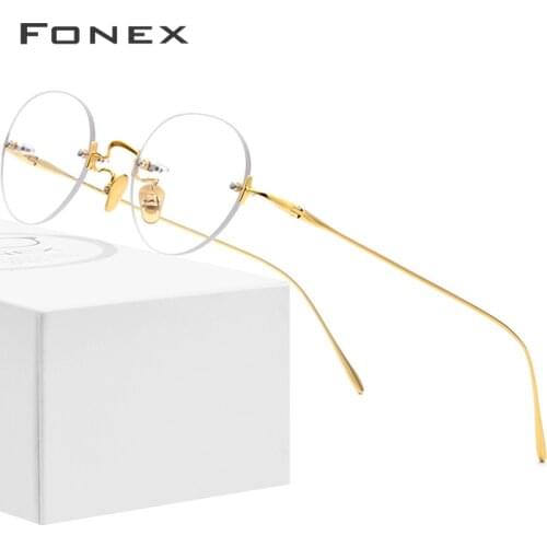 FONEX B Titanium Rimless Glasses Frame Women Prescription Eyeglasses Myopia Optical Frames Men New Vintage Retro Oval Eyewear
