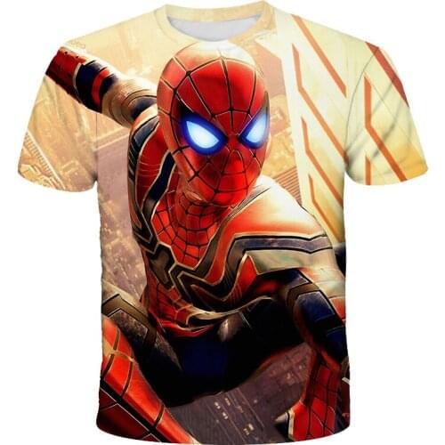 Marvel Super-Spiderman T Shirt Men Clothes Summer Short Sleeve Kids Boys Girls Tops Tees Children Clothing Tshirts Plus Size