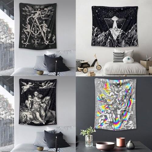 Jesus Tapestry Wall Hanging Witchcraft Hippie Beach Throw Rug Carpet Monster Tapestries Bohemian Home Art Psychedelic Decor