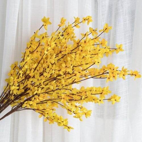 Yellow Flowers Winter Jasmine Dancing Orchid Fake Flower Silk Plastic Artificial Flower For Home Wedding Party Floral Decor