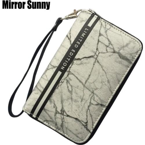 Womens Wallet Leather Clutch Bag Zipper Wristband Purses Card Holder Large Capacity Handbags Letters Printed Female Carteiras