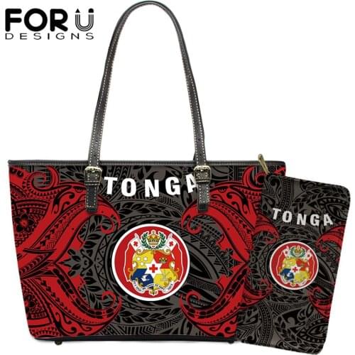 FORUDESIGNS 2021 Hot Sale Ladies Leather Shoulder Handbags Female Clutch Coin Purse Tonga Polynesian Printed Casual Womens Bags