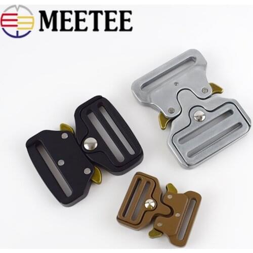 Meetee 1pc/4pc ID25-50mm Metal Release Buckles Outdoor Tactics Belt Strap Webbing Adjustment Buckle DIY Clothing Accessory YK032