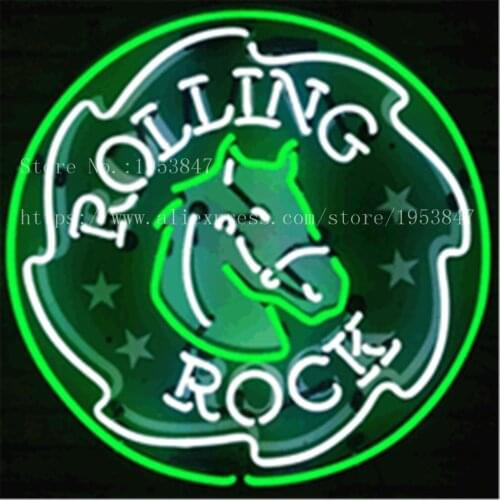 Rolling Rock Horse NEON SIGN LOGO Signboard REAL GLASS BEER BAR PUB display RESTAURANT outdoor Light Signs 18*18"