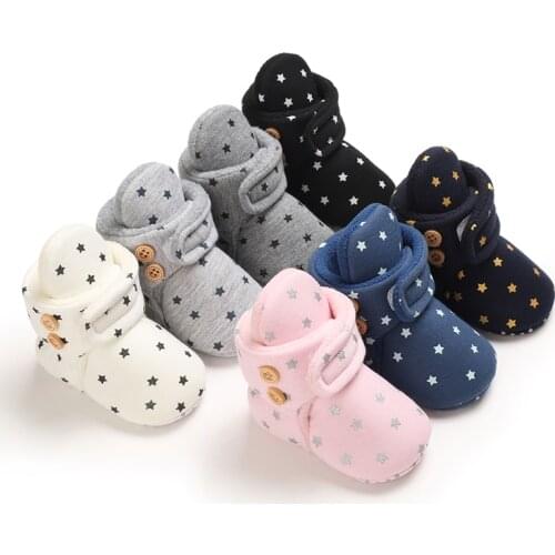 Baby Boy Girl Socks Toddler Shoes Star Print Prewalkers Booties Cotton Winter Soft Anti-slip Warm Newborn Infant Crib Shoes