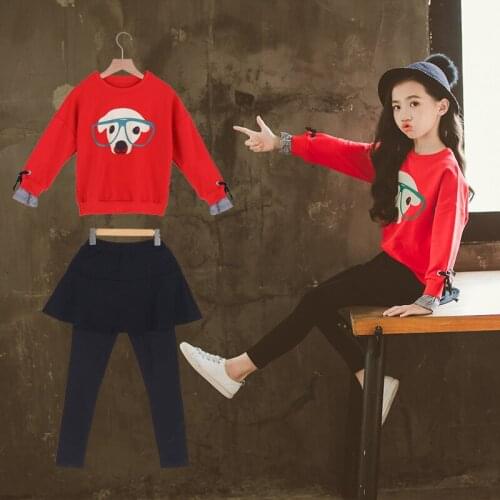 Teenage Girls Clothes Kids Autumn Winter T Shirt Pants Cartoons Girls Outfits Sport Suit Children Clothing Set 4 6 8 10 12 Years