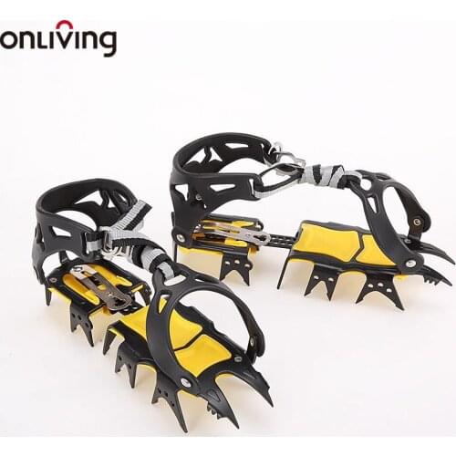 ONLIVING1 Pair 18 Teeth Crampons Climbing Gear Snow Ice Climbing Shoe Grippers AntiSkid Manganese Steel Shoe Covers Outdoor