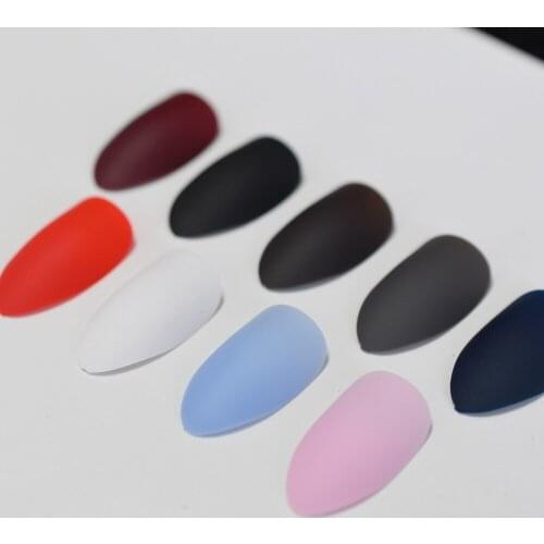 Multiple Color Sharp Stiletto Matte Fake Nail Tips 24Pcs Pure Color Candy Nail Almond Design Full Nail Kit Fashion Manicure Tool
