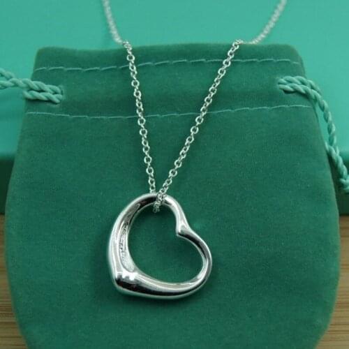 BABYLLNT 925 Silver Heart Pendant Necklace 18 Inch Chain For Women Wedding Engagement Fashion Charm Jewelry Gift