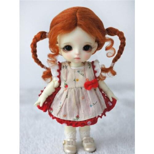 JD556 1/8 Lovely BJD mohair wig for 5-6inch doll Soft doll hair in Two braids fashion doll collection