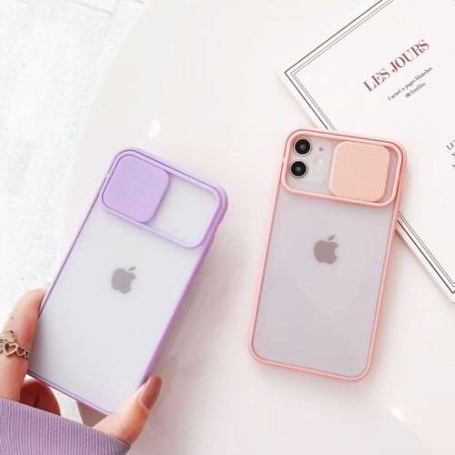 Slide Camera Lens Protection Phone Case For iPhone XS MAX 7 12 11 Pro XR SE20 X 7Plus Shockproof Candy Hard PC Matte Cover Shell