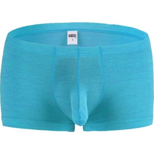 Sexy Underwear Men Elephant Cotton Boxers Summer Ultra-thin Shorts Loose Convex Pouch 3D Solid Underpants Mid Waist Spandex