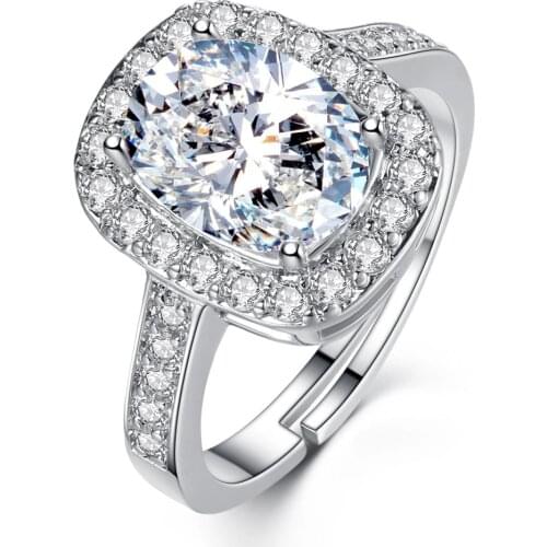 Sparkly Rhinestone Rings for Women girl Adjustable Gold Silver-Color Rings for Engagement Dazzling Brand Wedding Jewelry Gift