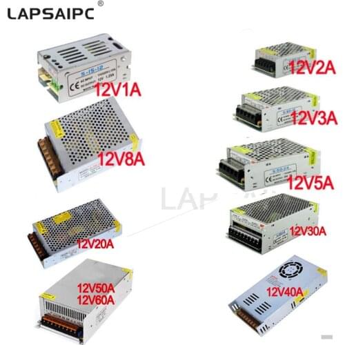 For Led Strip Lights LED Transformer Power Supply 12V Switch Adapter AC 110V-220V to DC 12V 2A 3A 5A 10A 20A 30A 40A 60A Driver