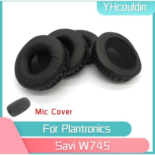 YHcouldin Earpads For Plantronics Savi W745 Headphone Accessaries Replacement Wrinkled Leather