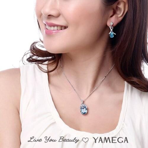 YAMEGA Fashion Austrian Rhinestone Crystal Pendant Necklace Bling Bling Chain Statement Fine Jewelry Necklaces for Women Girls