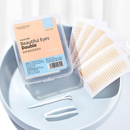 1200PCS/Invisible Double Eyelid Stickers Natural Skin Tone Lace Swollen Eye Bubble Olive-Shaped Reflective Beginner Eyes Sticker